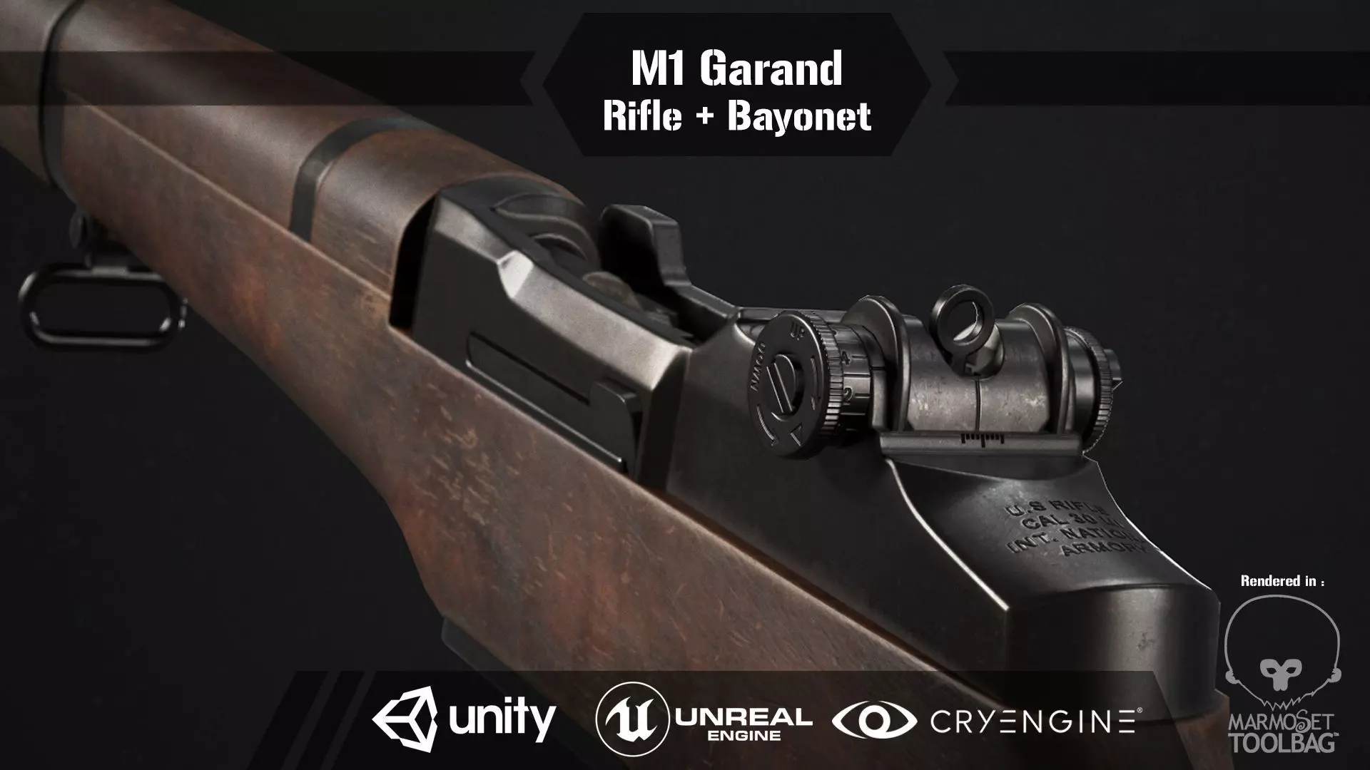M1 Garand Rifle Low-poly 3D model_0