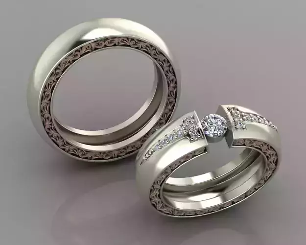 Wedding set rings 3D print model