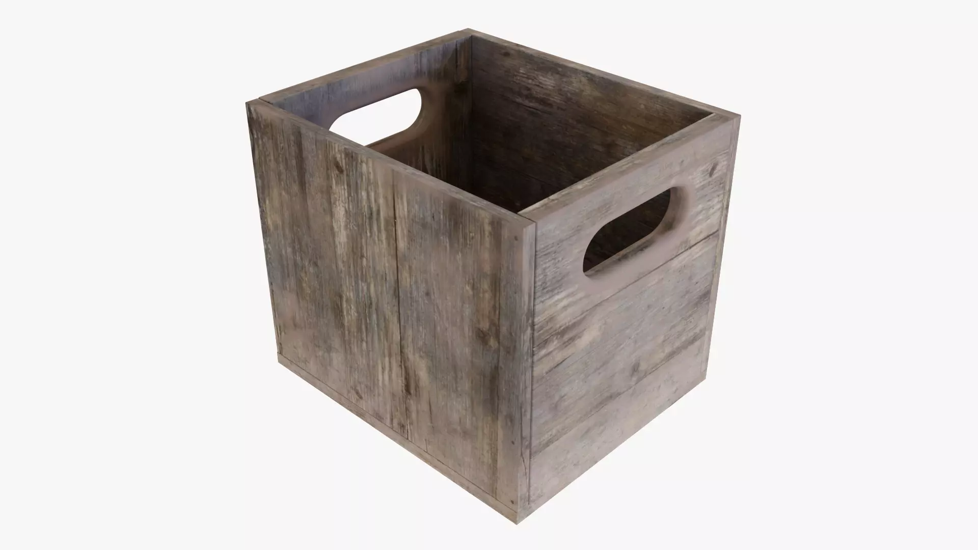 Wooden Storage Box Low-poly 3D model_0