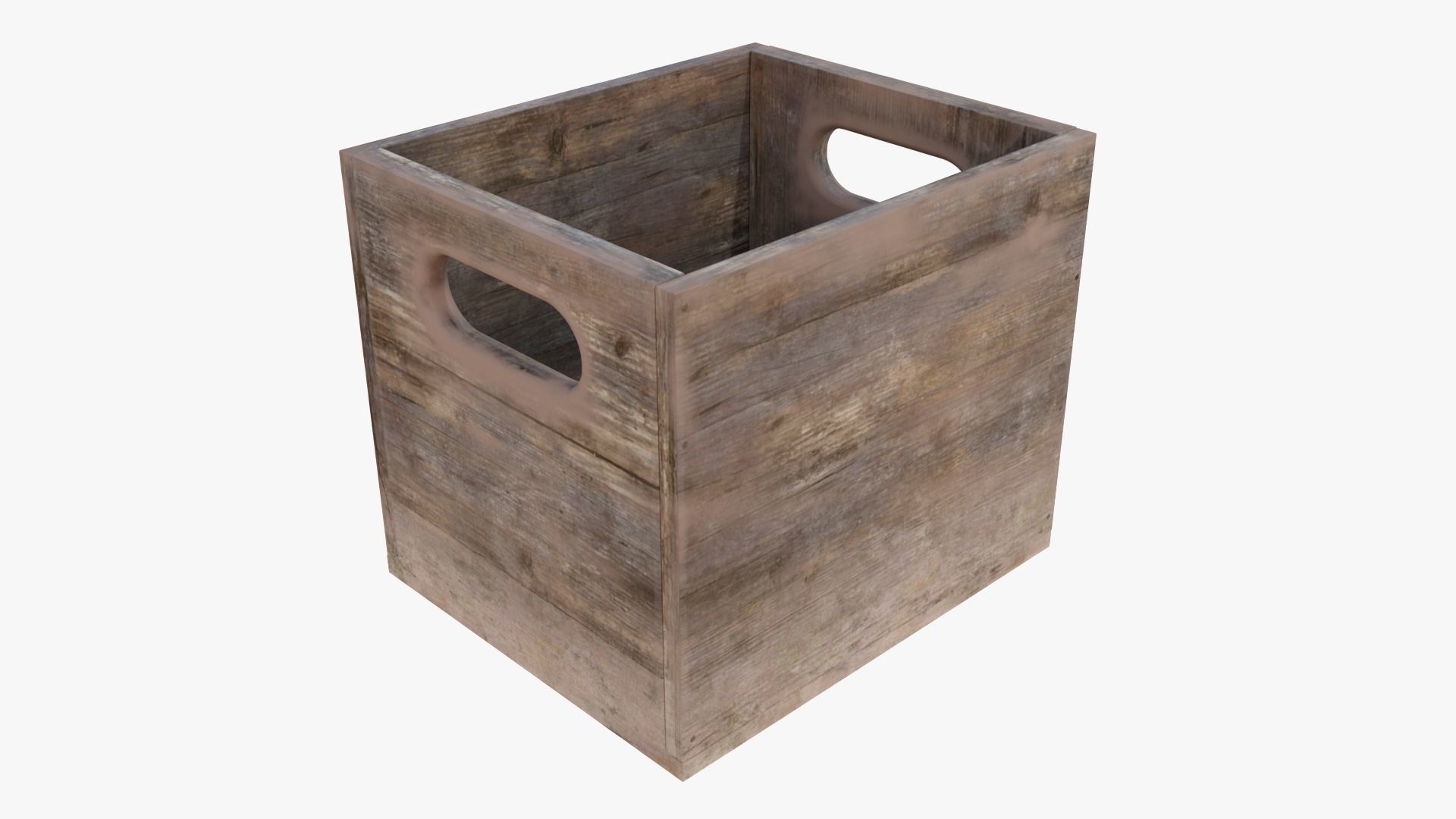 Wooden Storage Box Low-poly 3D model_1