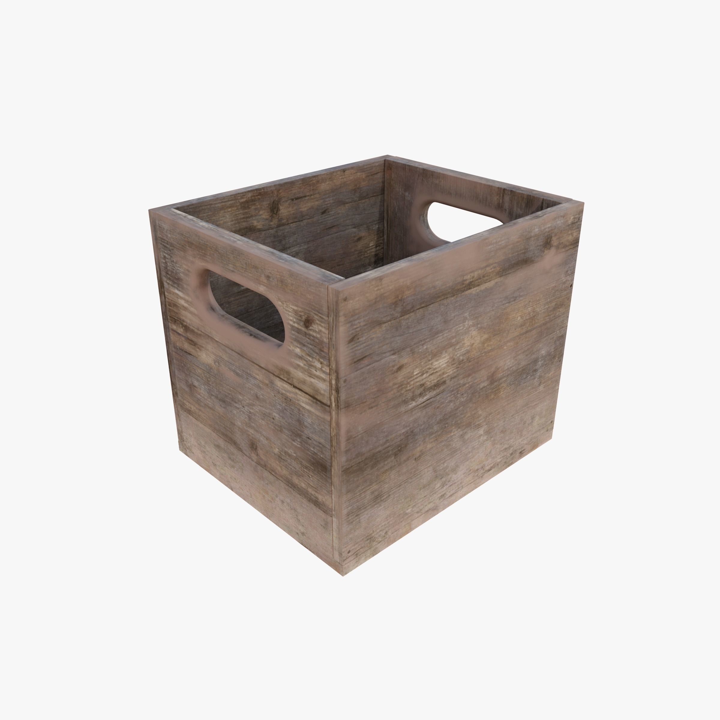 Wooden Storage Box Low-poly 3D model_2