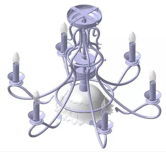 Forged chandelier with 6 arms 3D model