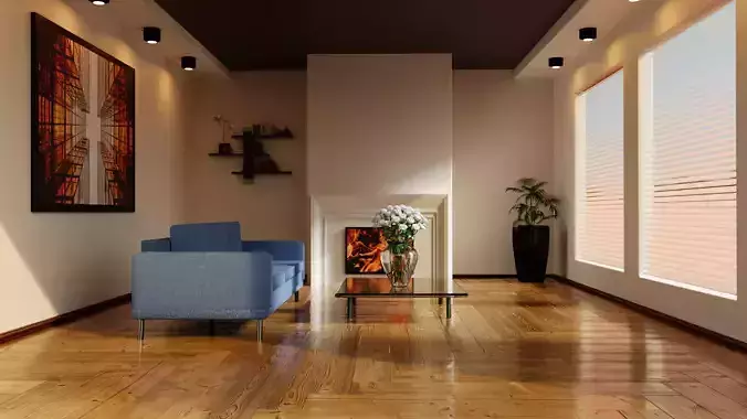 Retro Modern Luxury Living Room Scene