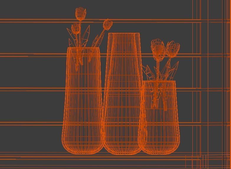 Stylish Designer Flower Pots Scene in Blender 3D model_1
