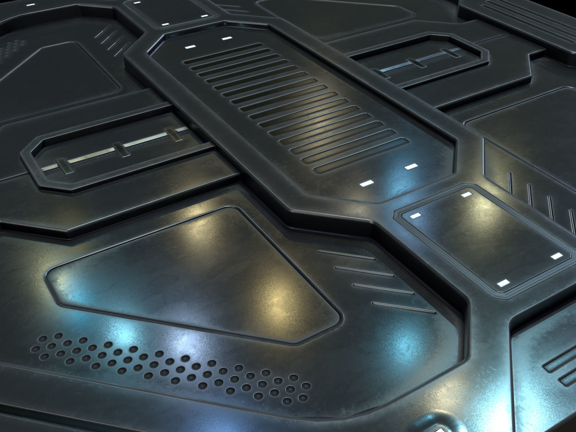 Scifi Floor Set Low-poly 3D model_8