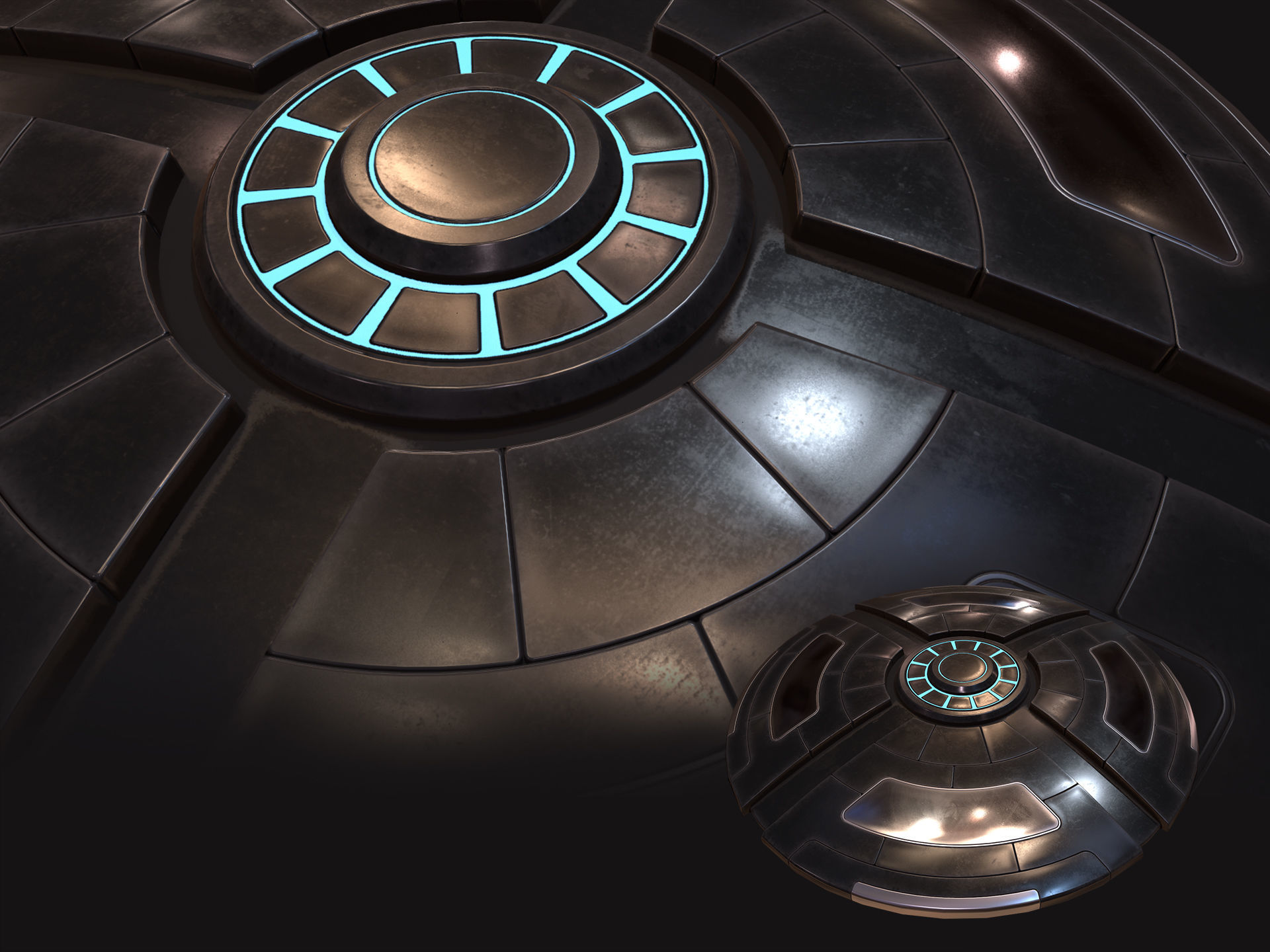 Scifi Floor Set Low-poly 3D model_9