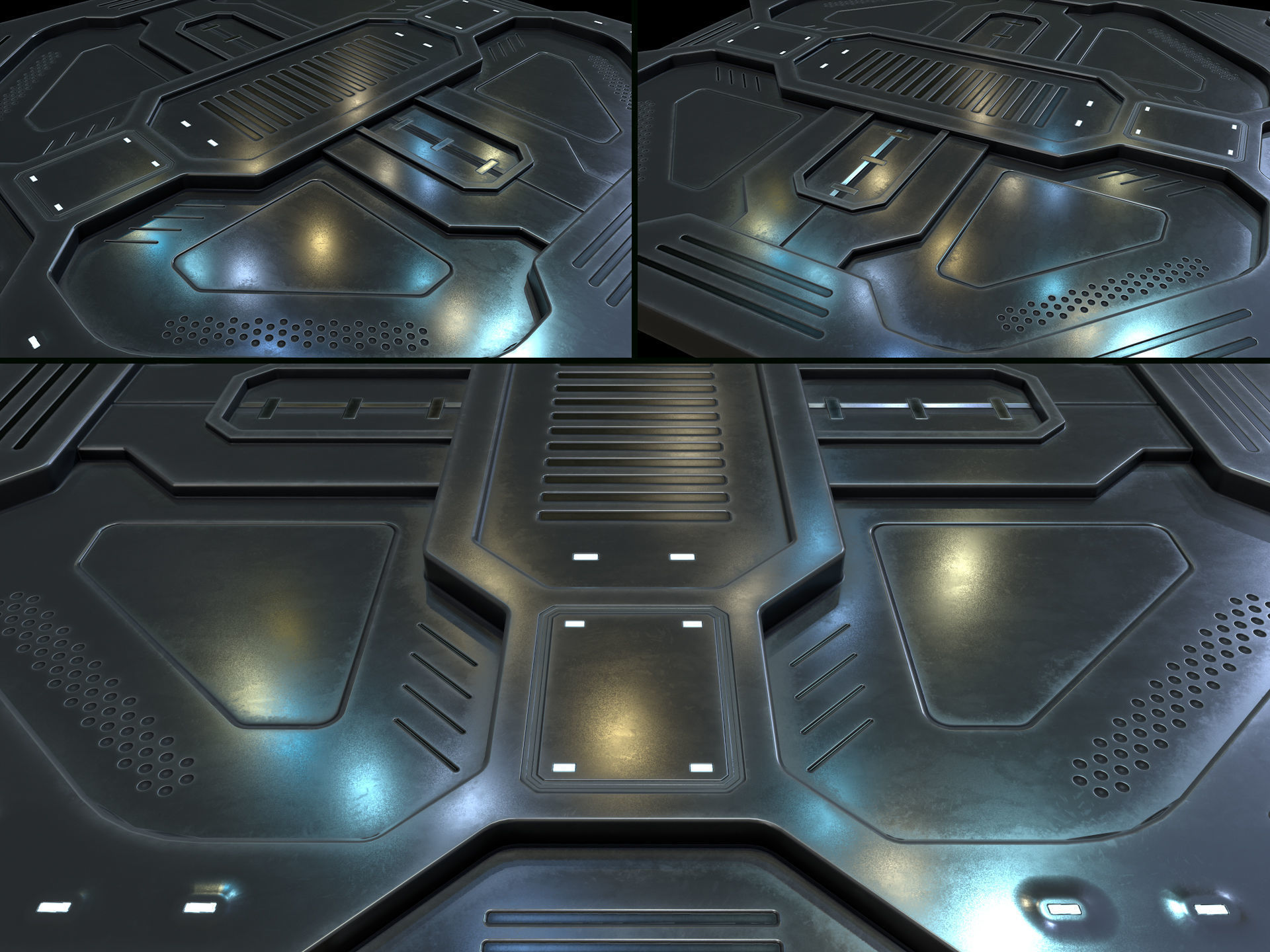 Scifi Floor Set Low-poly 3D model_3