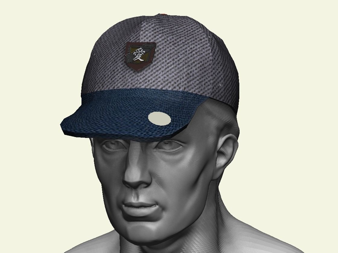 Cap with popular shape and emblem 3D model_3