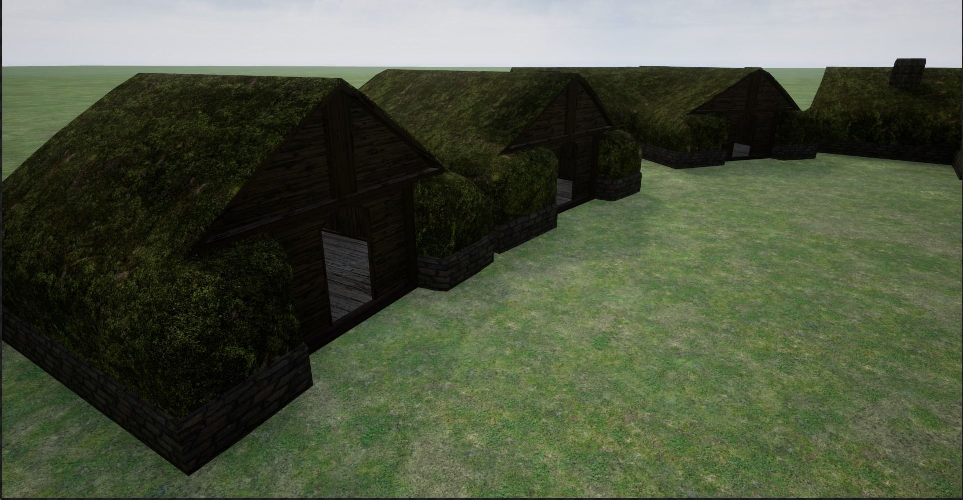 2K Mossy Grass Covered Village Houses Low-poly 3D model_3