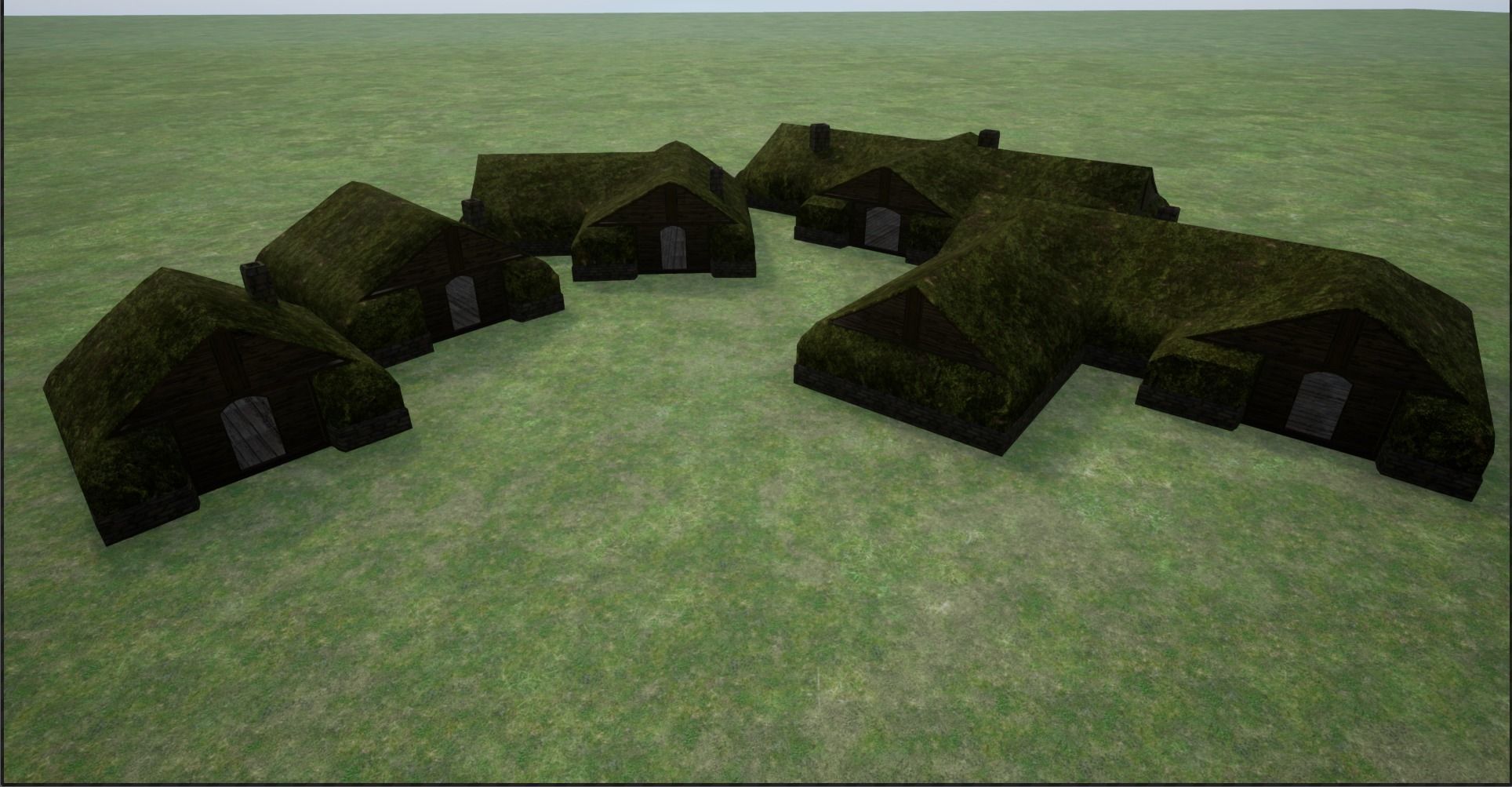 2K Mossy Grass Covered Village Houses Low-poly 3D model_5