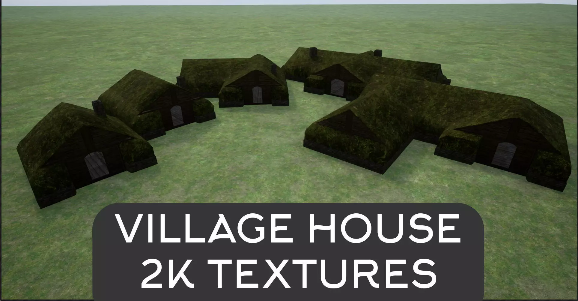 2K Mossy Grass Covered Village Houses Low-poly 3D model_0