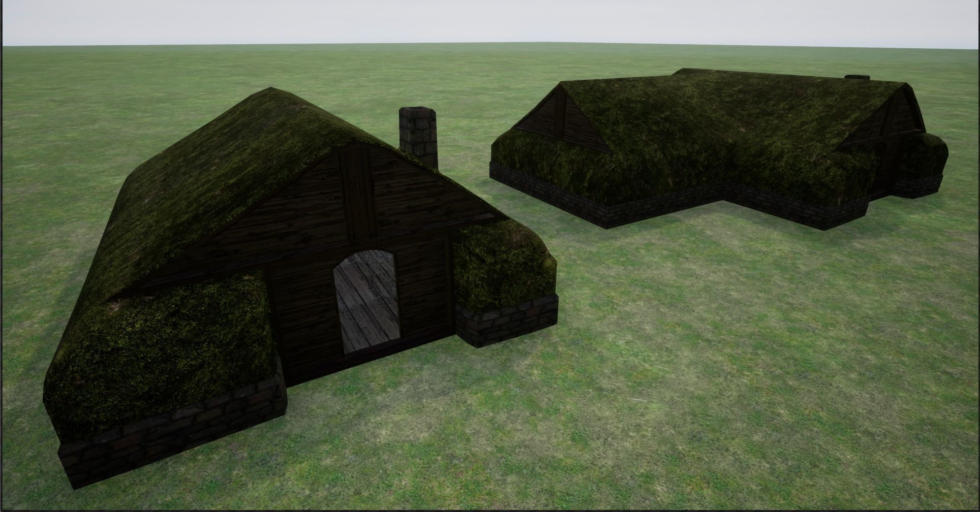 2K Mossy Grass Covered Village Houses Low-poly 3D model_16