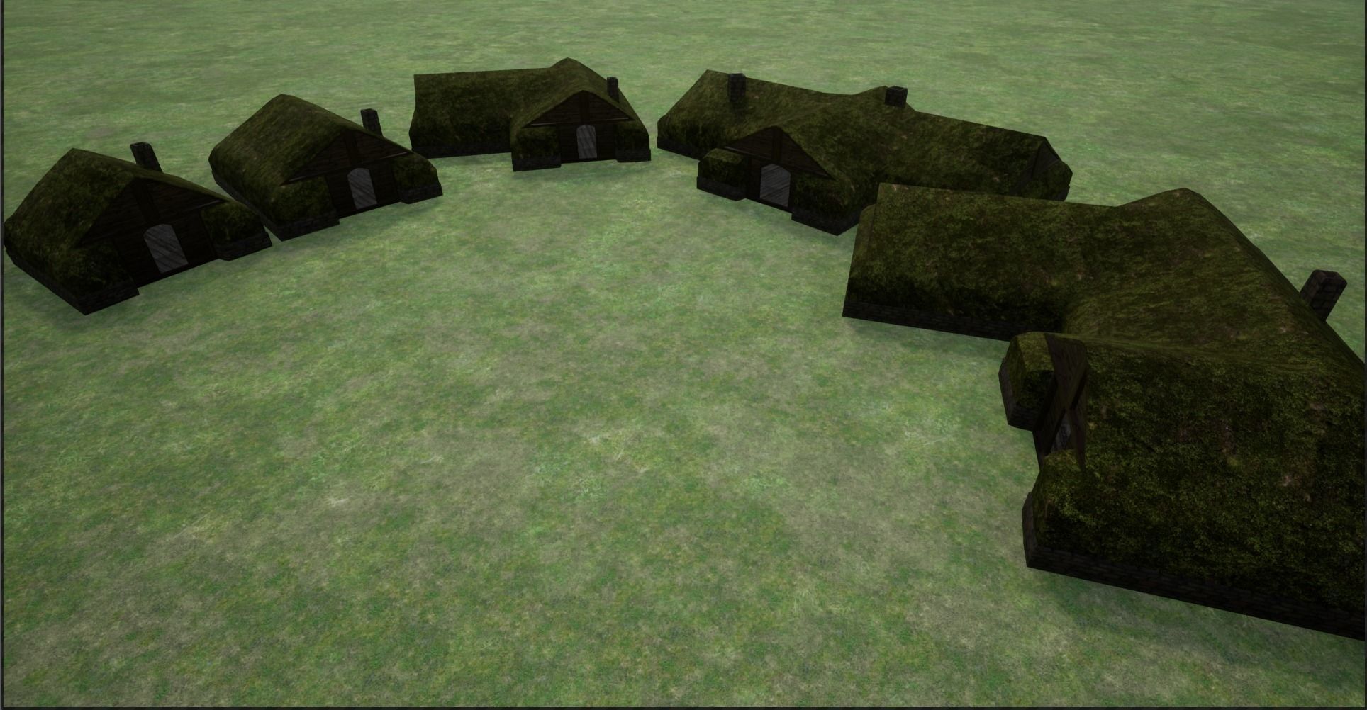 2K Mossy Grass Covered Village Houses Low-poly 3D model_2
