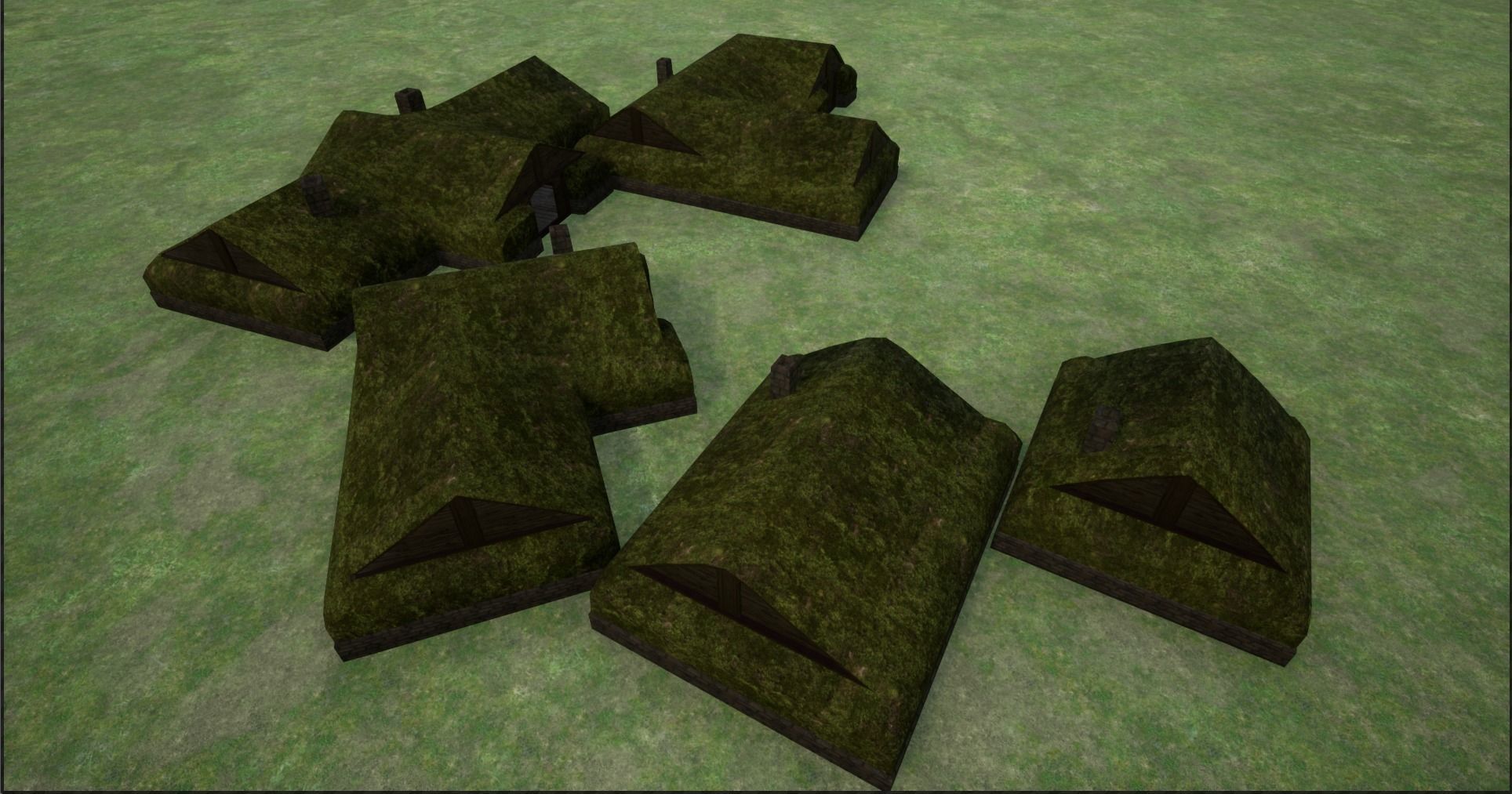 2K Mossy Grass Covered Village Houses Low-poly 3D model_10