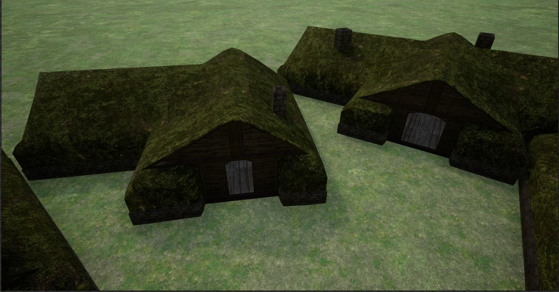 2K Mossy Grass Covered Village Houses Low-poly 3D model_7