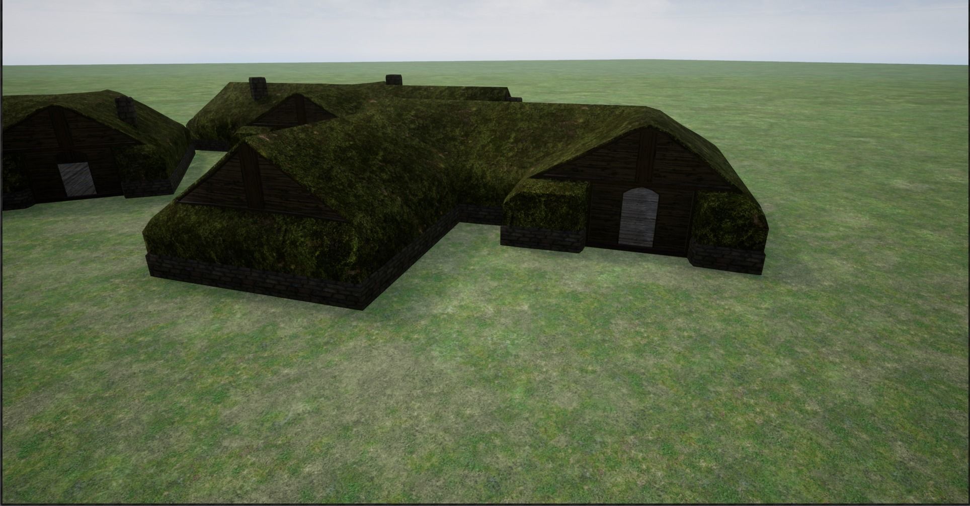 2K Mossy Grass Covered Village Houses Low-poly 3D model_9