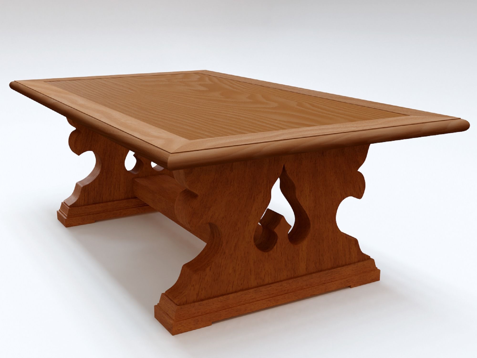 Wooden Retro Coffee Table 3D model_7