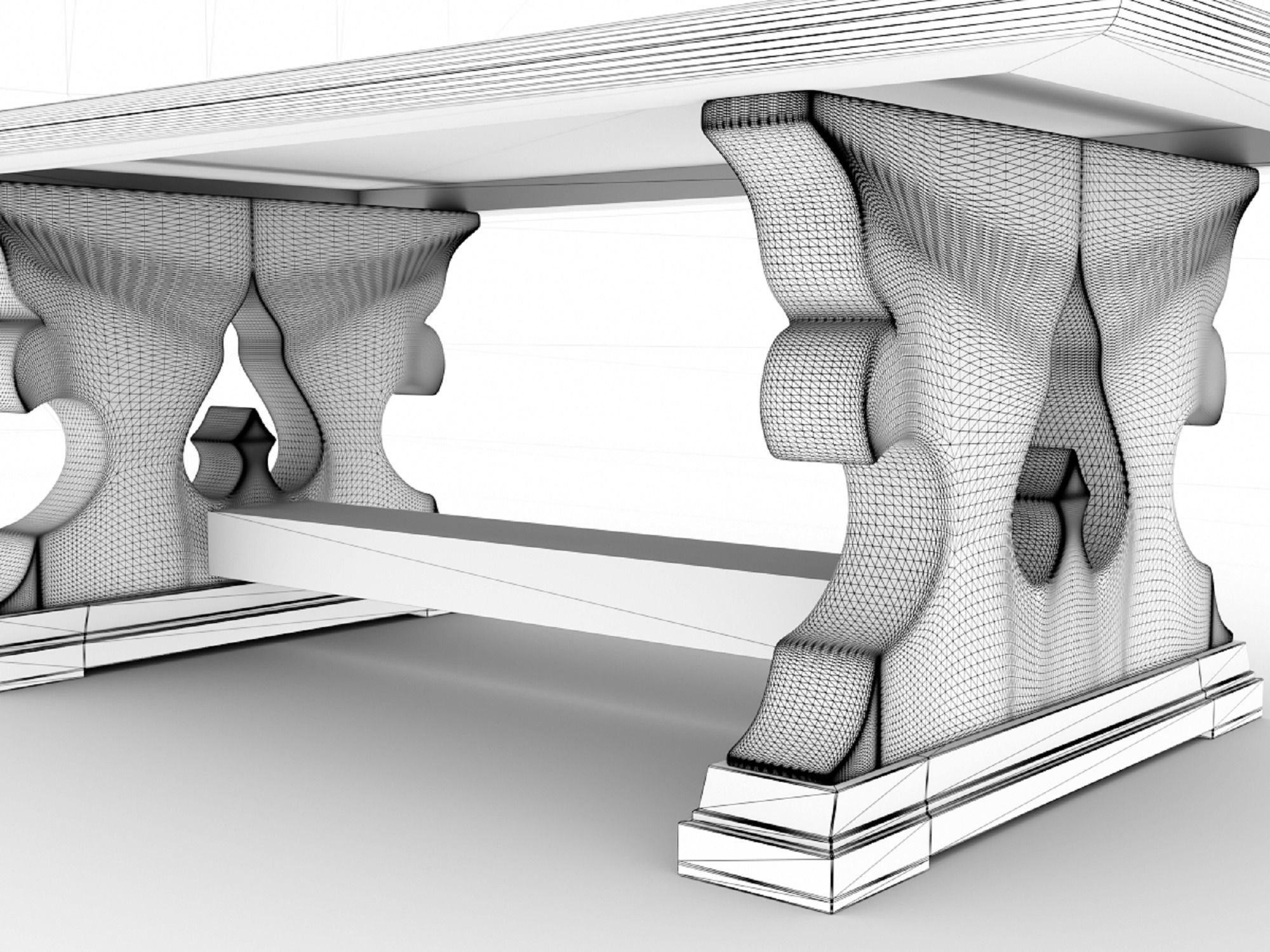 Wooden Retro Coffee Table 3D model_14