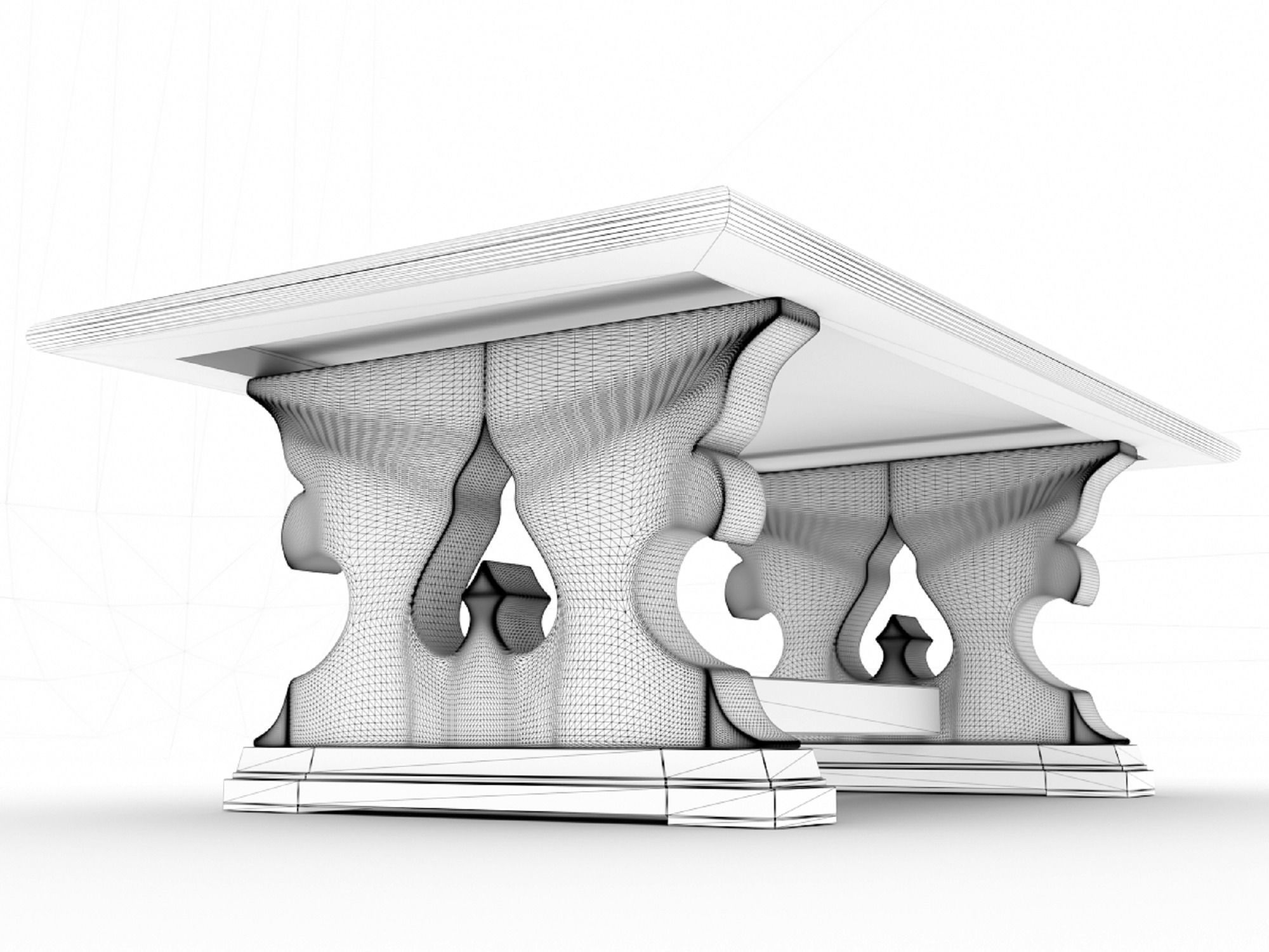 Wooden Retro Coffee Table 3D model_19