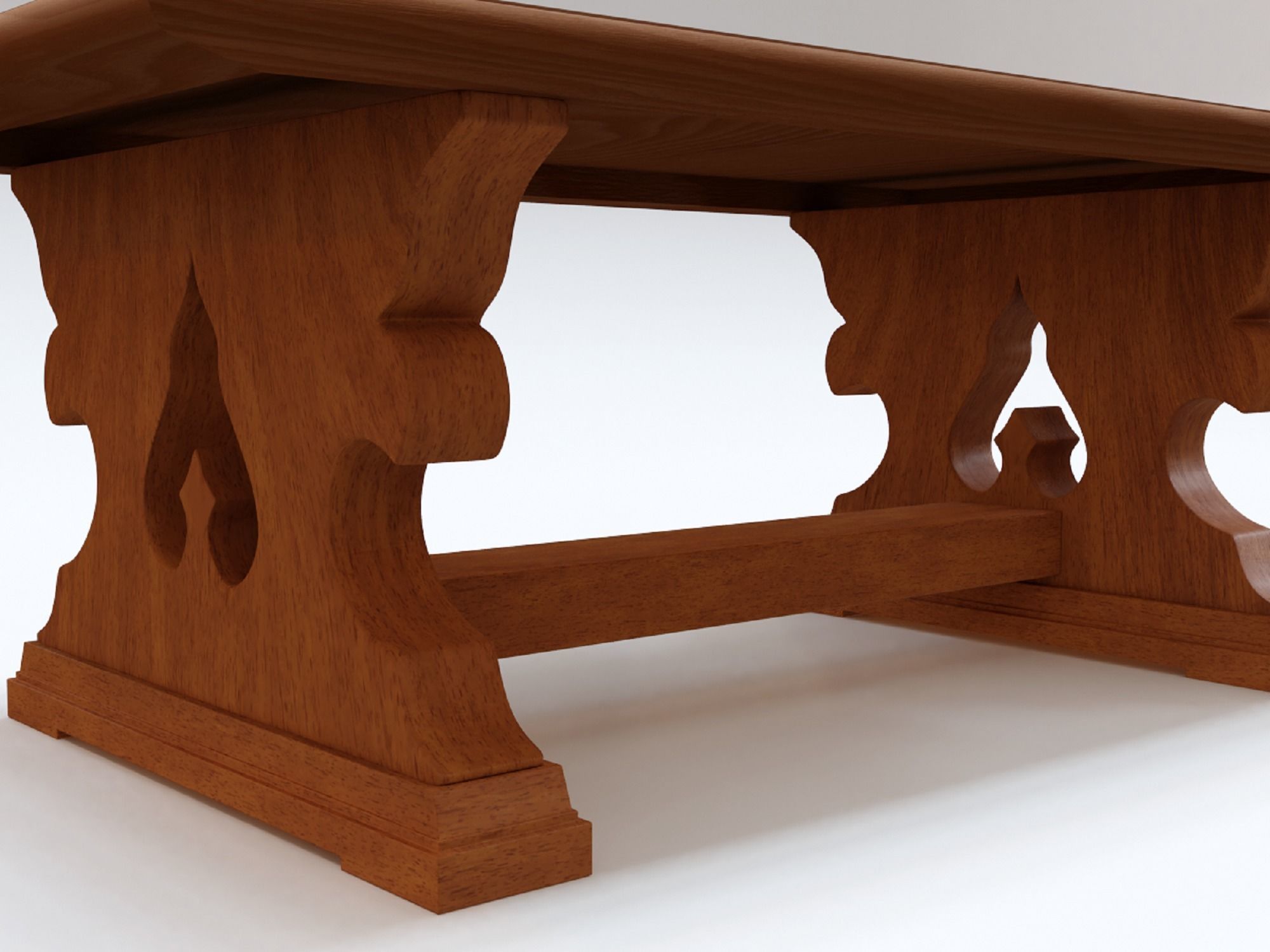 Wooden Retro Coffee Table 3D model_2