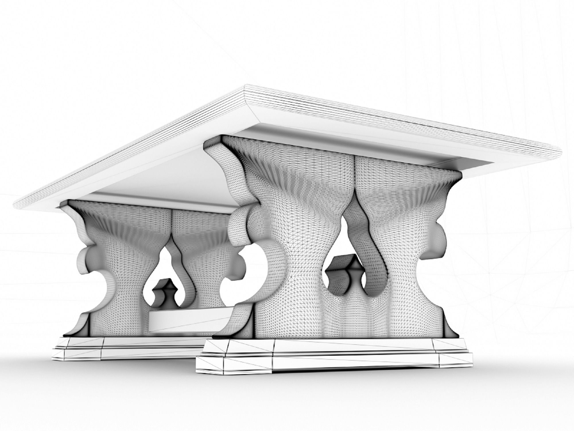 Wooden Retro Coffee Table 3D model_18