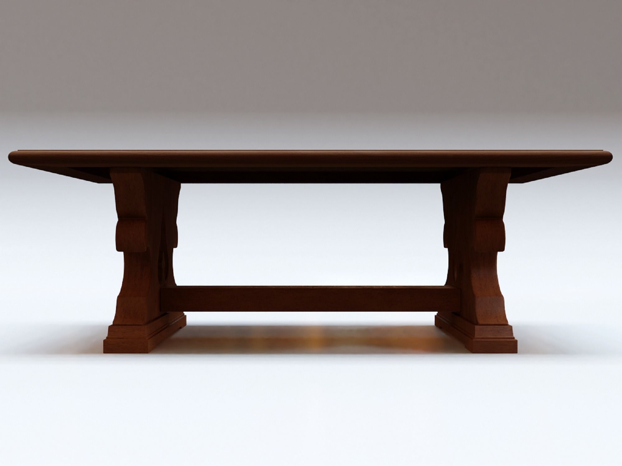Wooden Retro Coffee Table 3D model_6