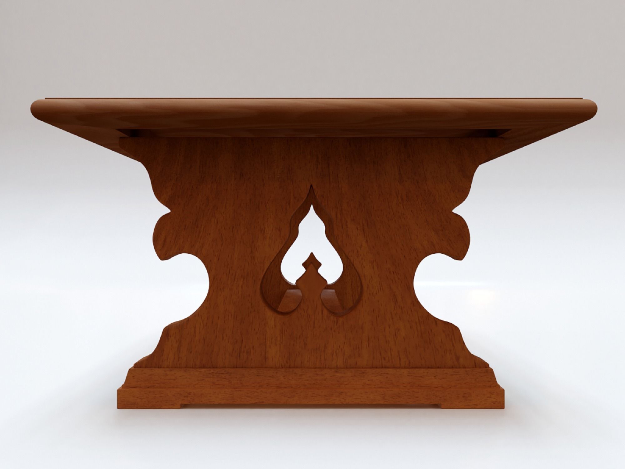 Wooden Retro Coffee Table 3D model_3