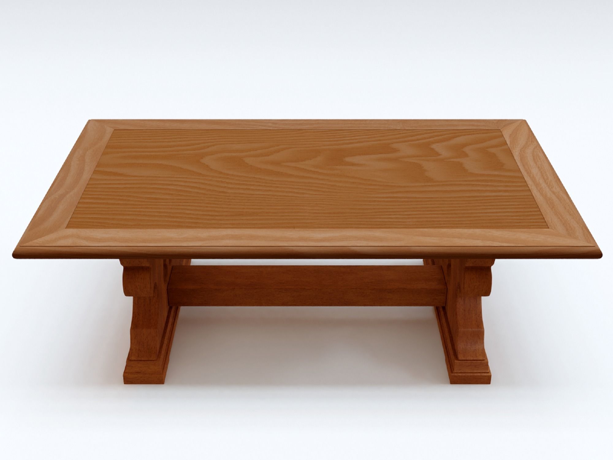 Wooden Retro Coffee Table 3D model_1