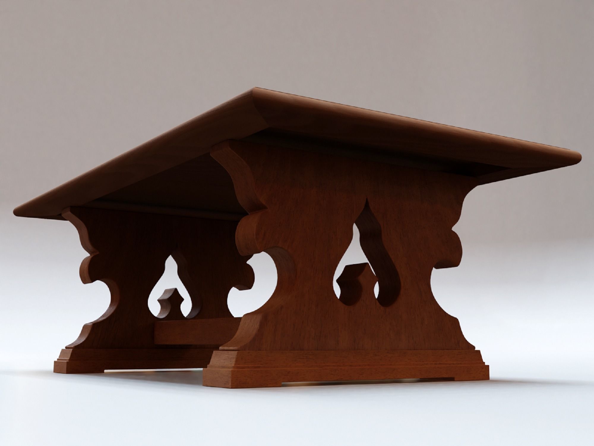 Wooden Retro Coffee Table 3D model_4