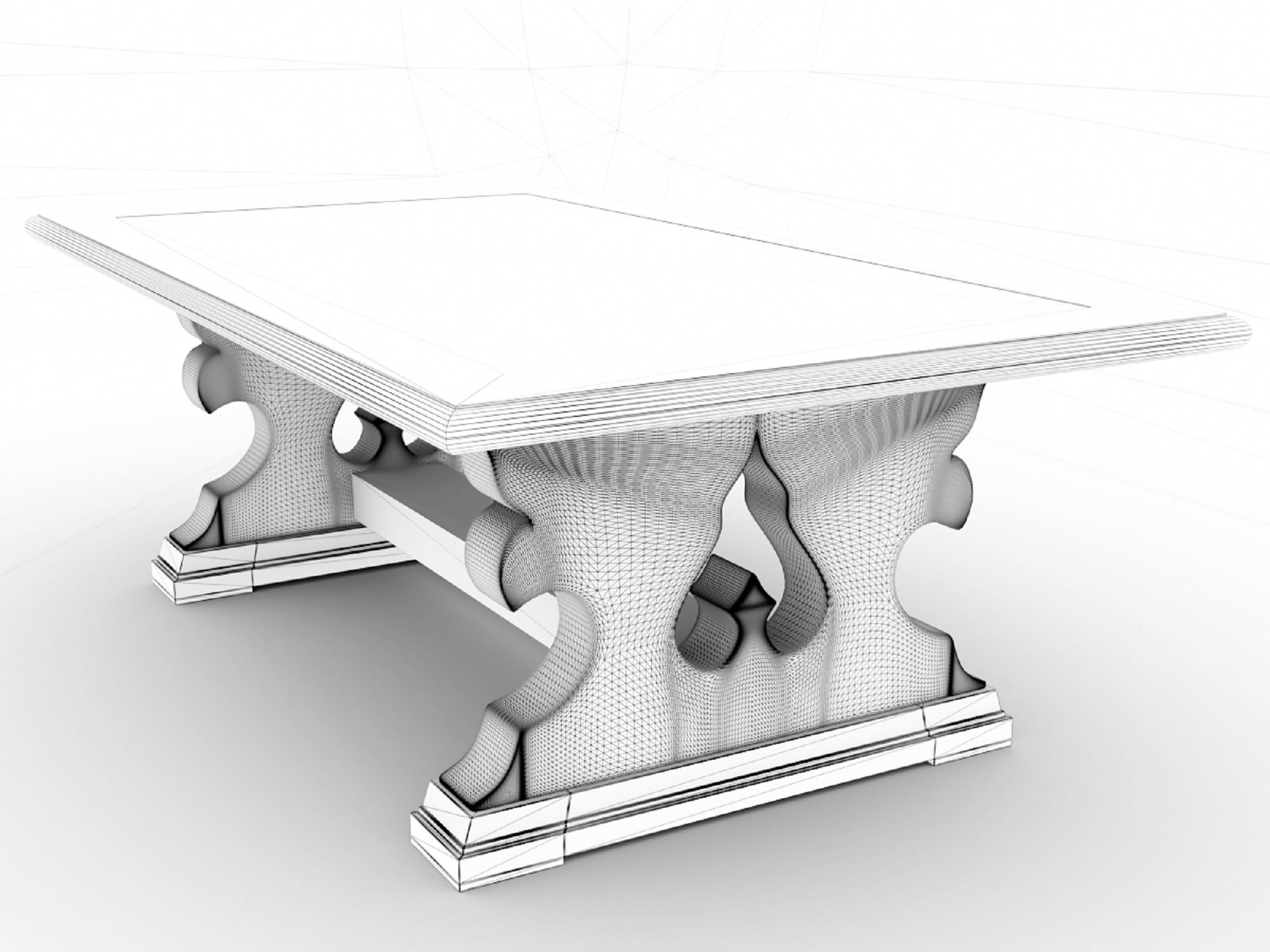 Wooden Retro Coffee Table 3D model_12