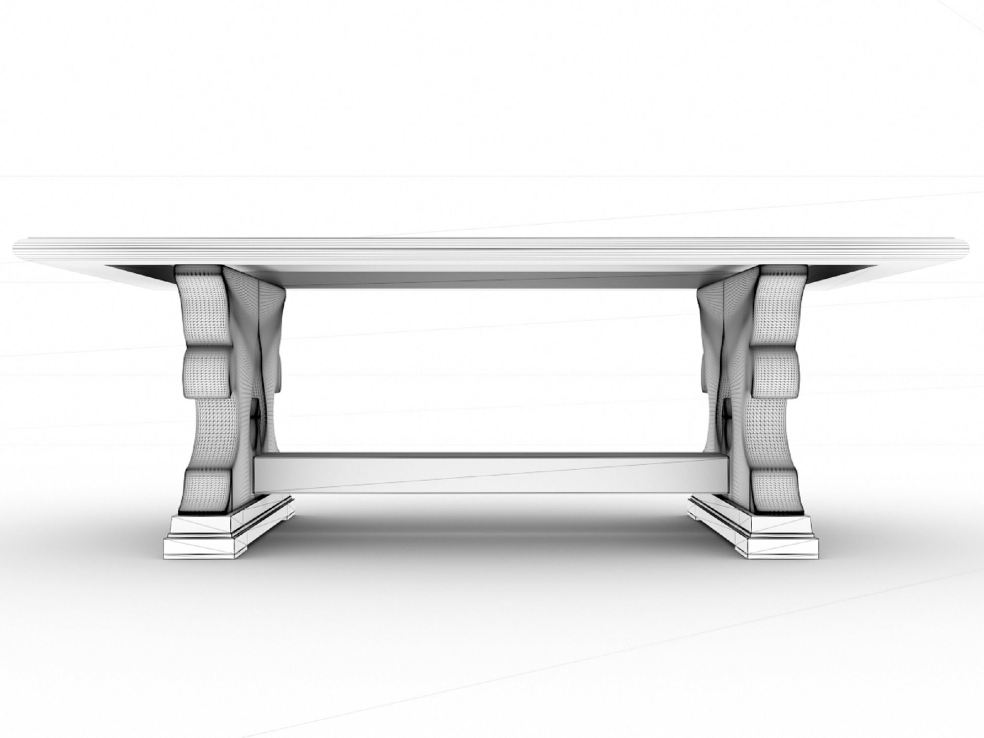 Wooden Retro Coffee Table 3D model_10