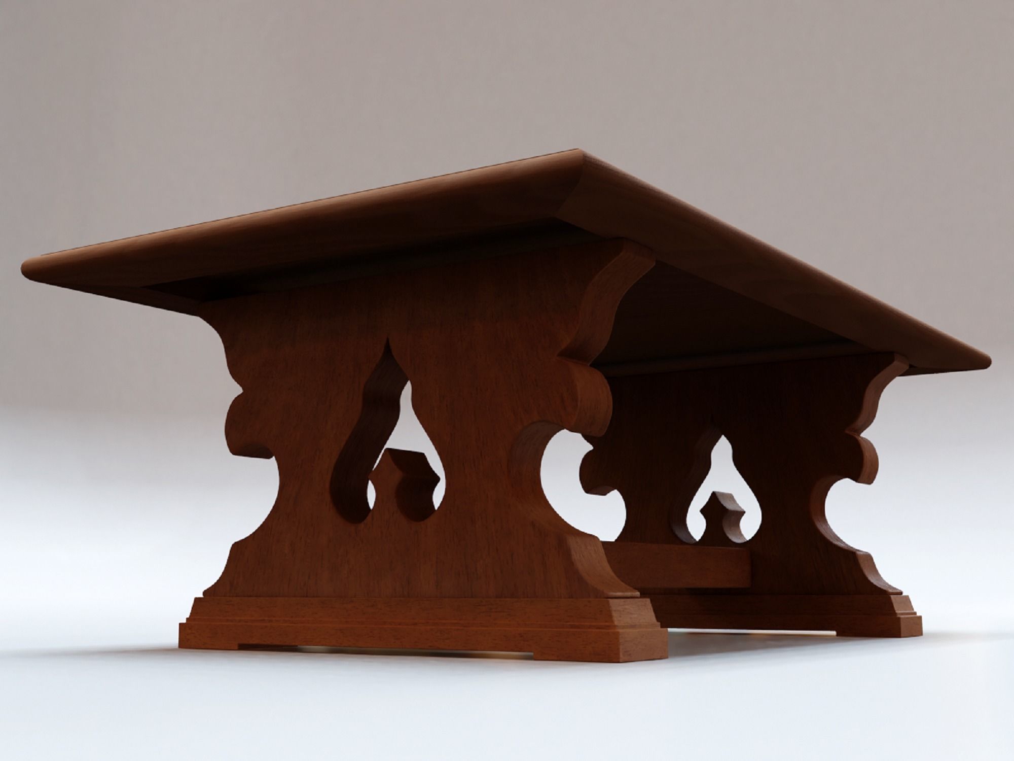 Wooden Retro Coffee Table 3D model_9