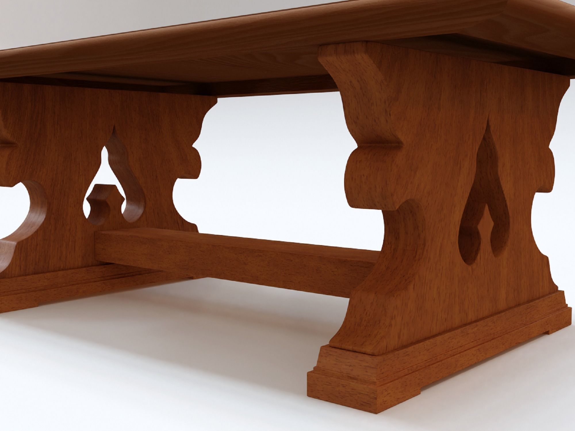 Wooden Retro Coffee Table 3D model_8