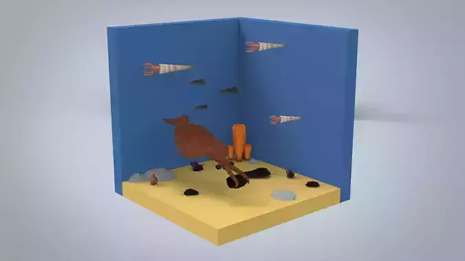 Low Poly Cambric period set Low-poly 3D model