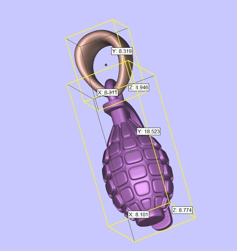 Grenade Pendant Realistic and Detailed 3D print model_3
