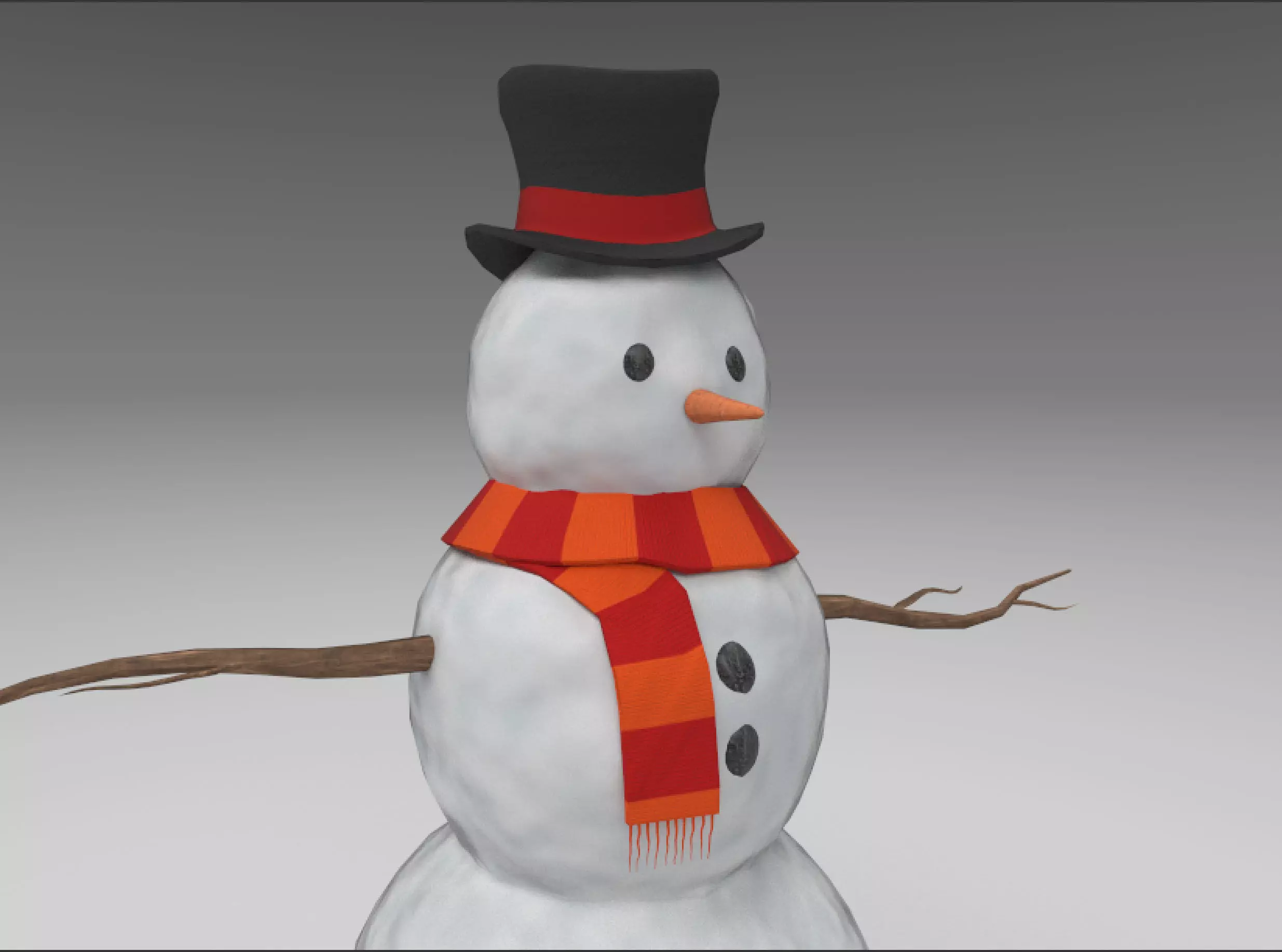 Cartoony Snowman Low-poly 3D model