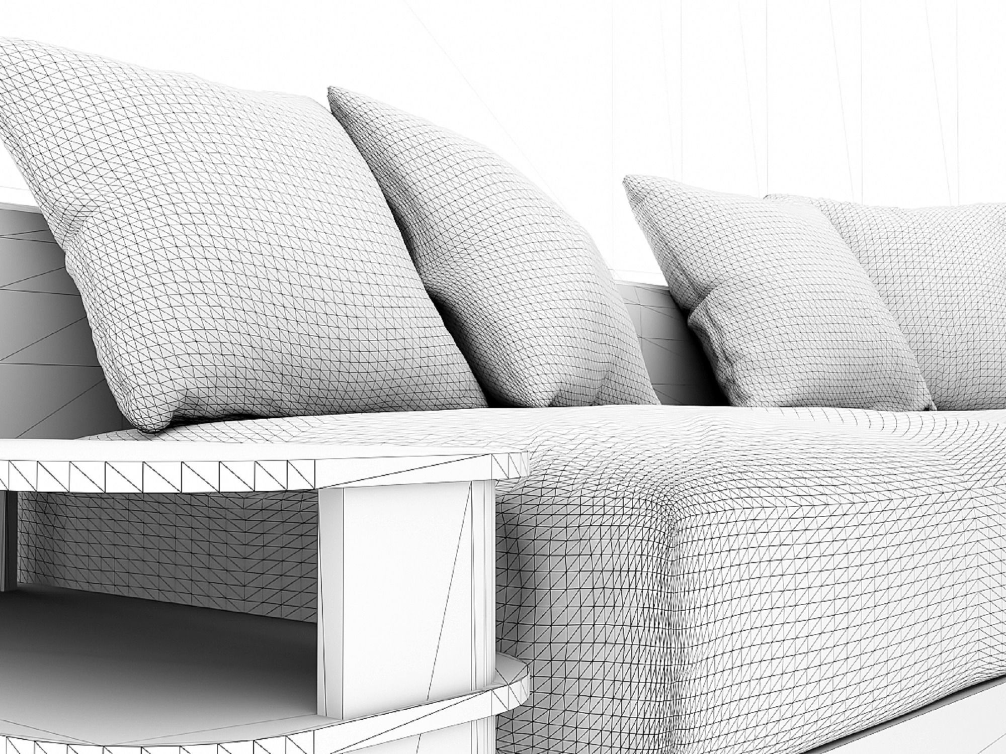 Gray Fabric Couch and Wooden Coffee Table 3D model_10