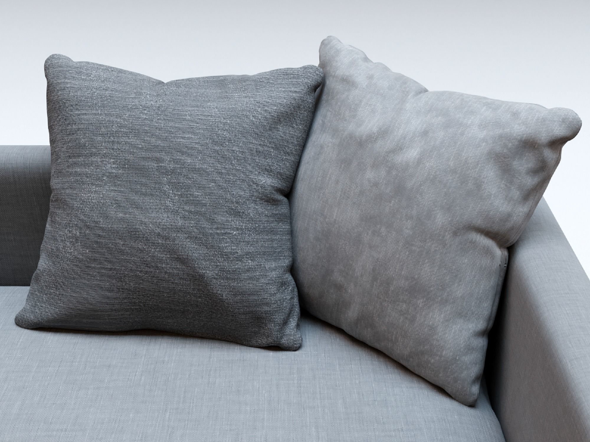 Gray Fabric Couch and Wooden Coffee Table 3D model_4