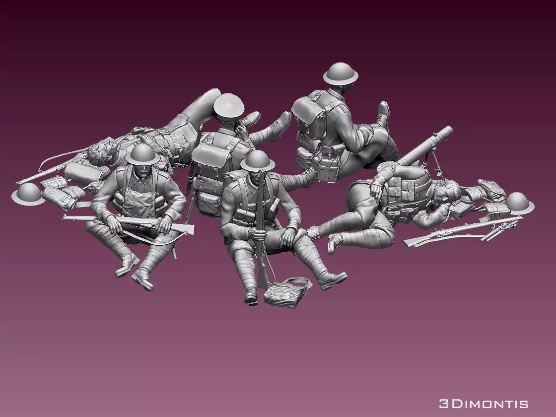 British soldiers ww1 3D print model_0