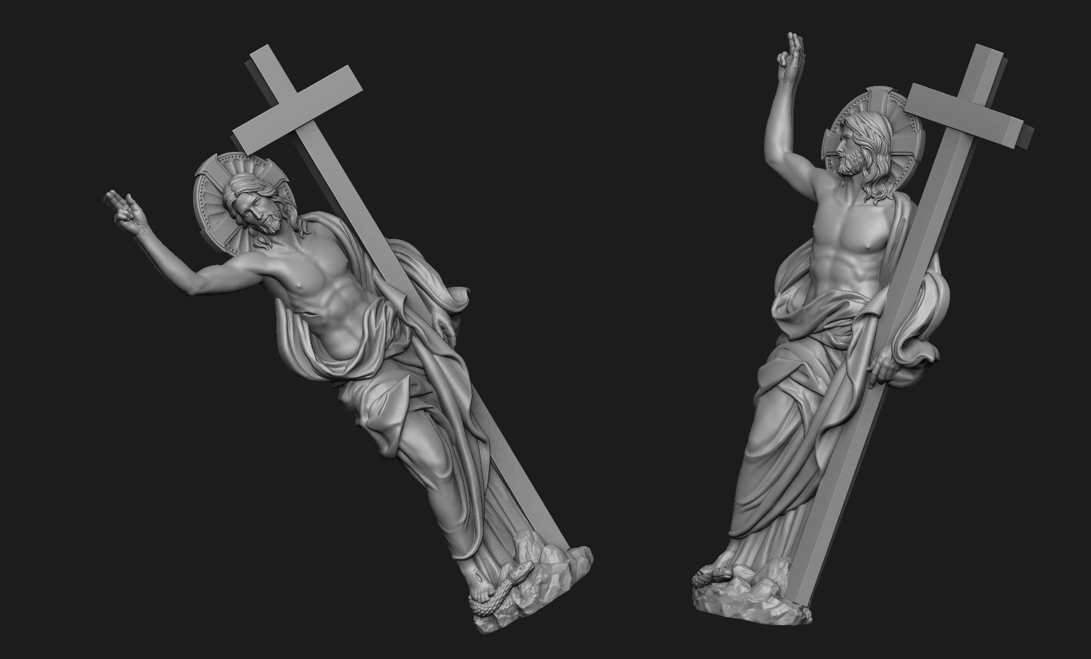 Christ Risen Bas-Relief 3D print model_4