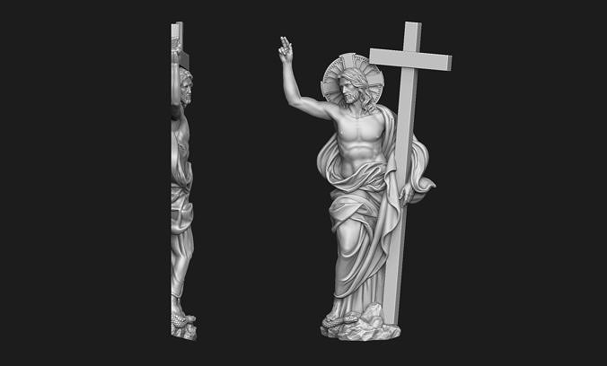 Christ Risen Bas-Relief 3D print model
