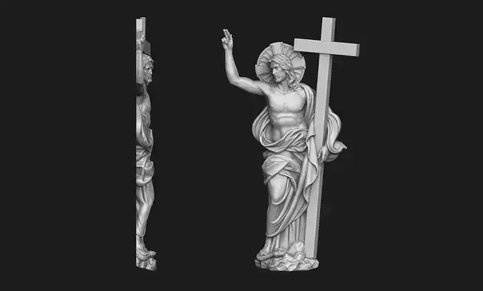 Christ Risen Bas-Relief 3D print model