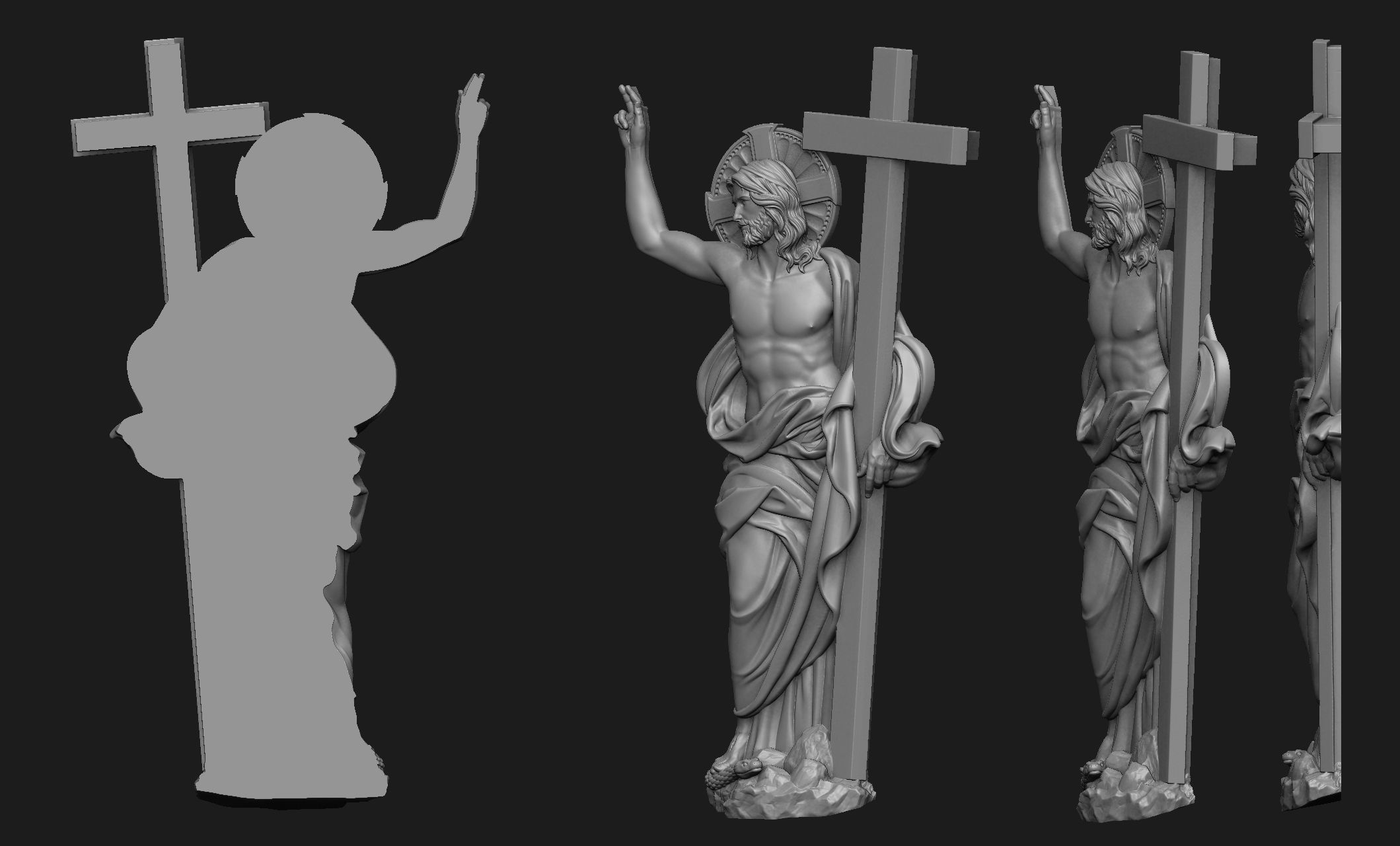 Christ Risen Bas-Relief 3D print model_2