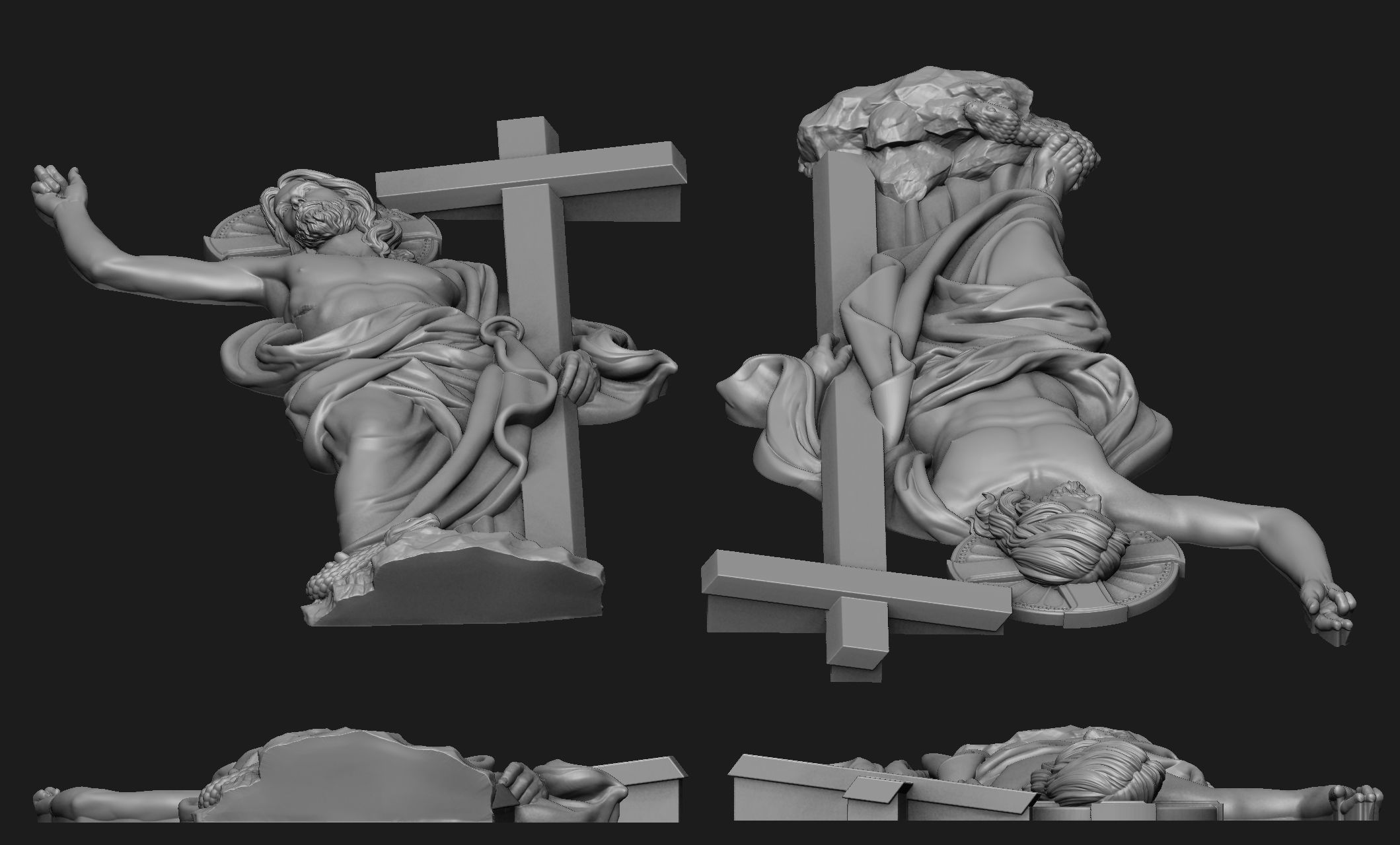 Christ Risen Bas-Relief 3D print model_3