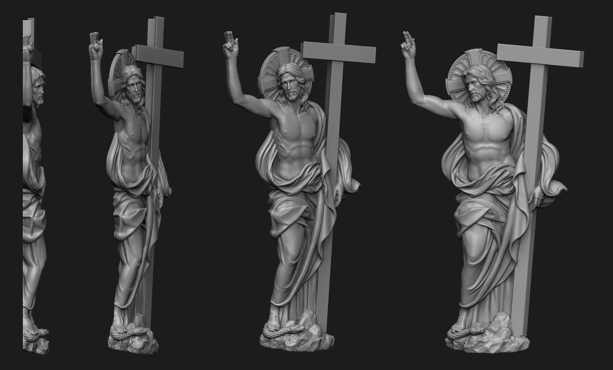 Christ Risen Bas-Relief 3D print model_1