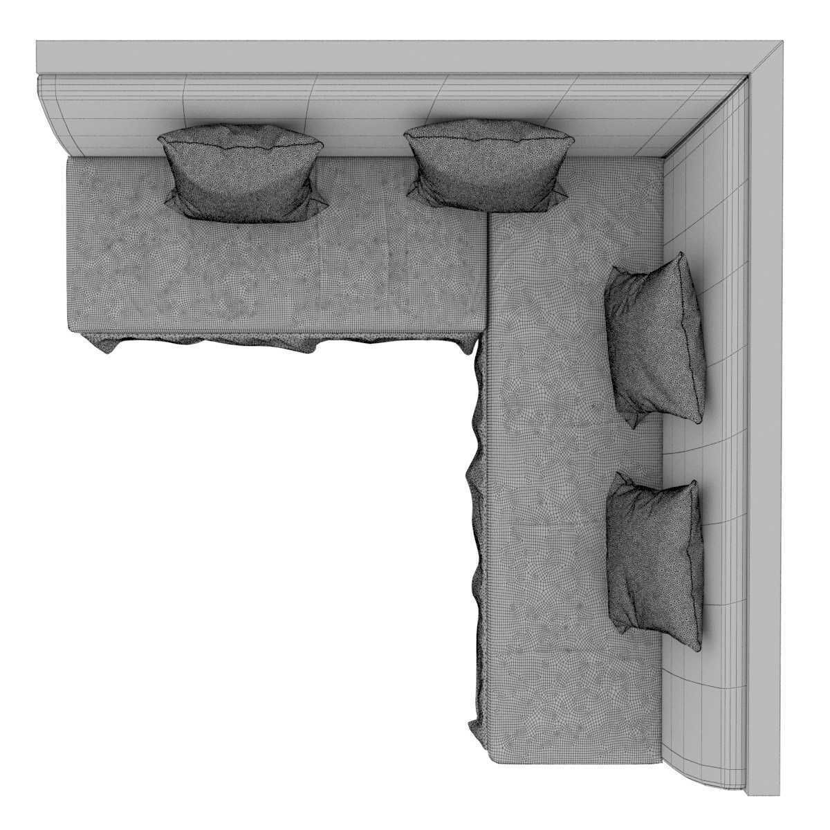 Custom made green velvet corner sofa with skirting 3D model_8