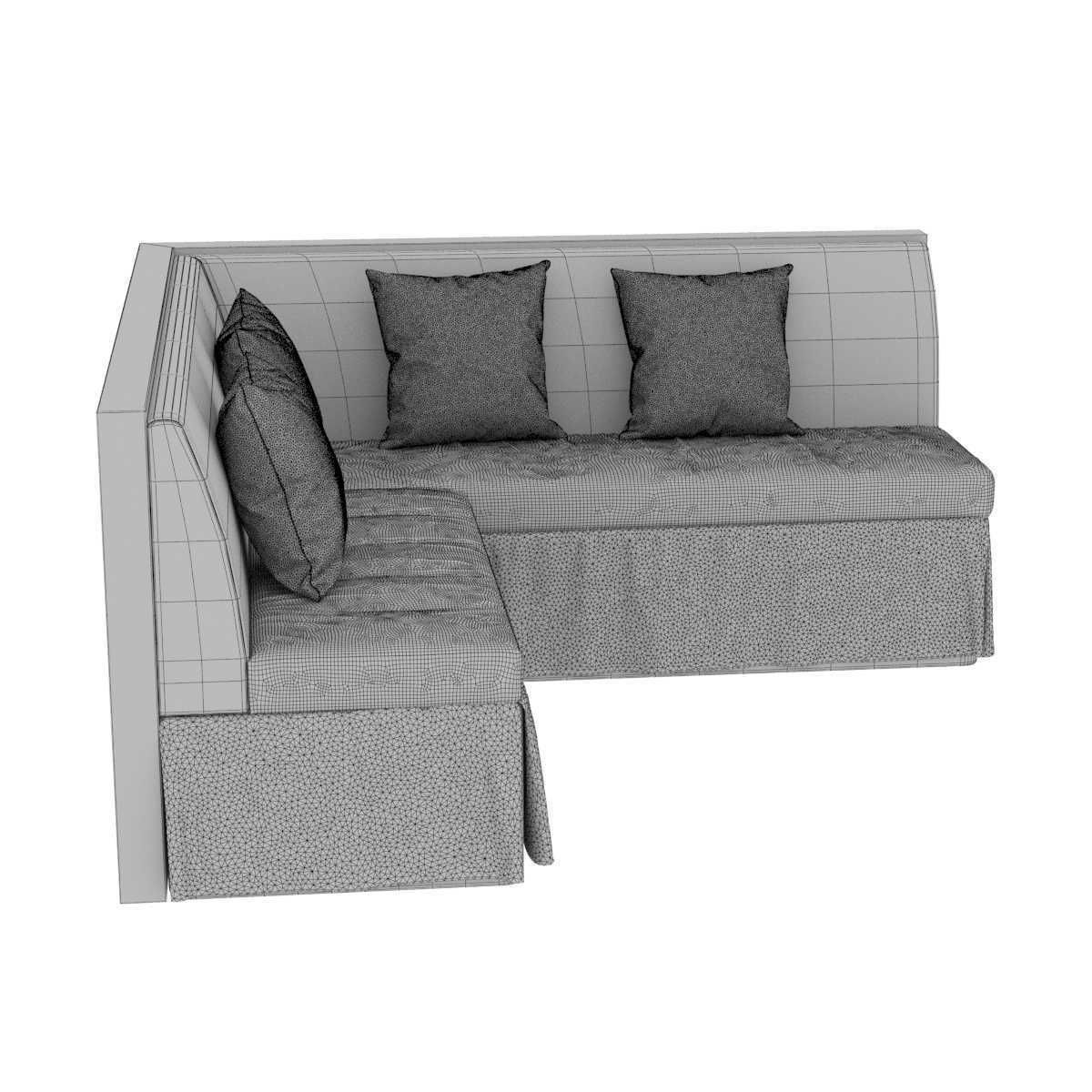 Custom made green velvet corner sofa with skirting 3D model_6