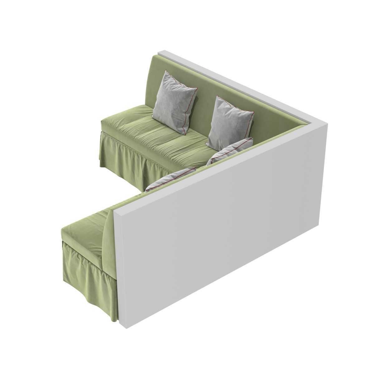 Custom made green velvet corner sofa with skirting 3D model_3
