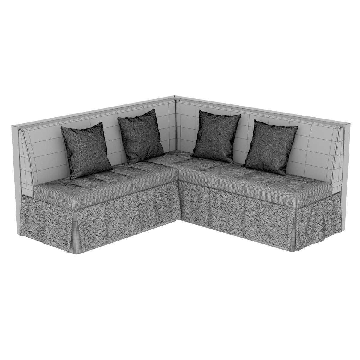 Custom made green velvet corner sofa with skirting 3D model_7