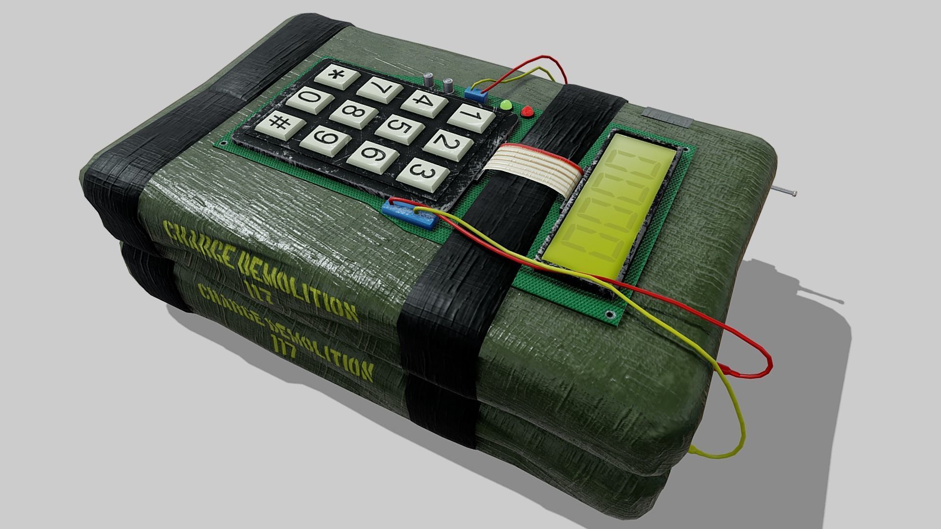 C4 explosive device Low-poly 3D model_2
